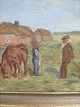 Maleri med 
talende Bønder 
på marken
B: 45 cm H:35 
cm
Sign: Monskue