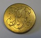 Forgyldt mønt brosche, 19. årh. Med initialerne: J.K.J. Udført på 1 skilling danske fra 1771. ...