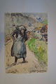 Aksel Lundgreen 
(1908-89):
Gammel kone på 
vejen i Imst 
1960.
Akvarel på 
papir monteret 
på pap ...