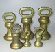 Collection 
English brass 
weights 20th 
century. With 
stamps. 6 
pieces. 8 
ounces to 7 lb.