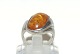 Silver ring with amber, Sterling silver