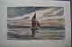 H. Frederik 
Jensen (20 
årh):
Sejlskib på 
vandet.
Oliekridt/pastel 
på papir.
Lille rift i 
...