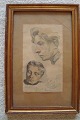 Carl Fischer 
(1887-1962):
Skitser af 
ansigter samt 
hånd 1906.
Akvarel og bly 
på papir.
Sign.: ...