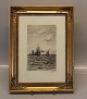 Carl Locher Marine 1891 ca 27 x 21 cm med guldramme