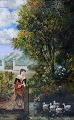 Unknown artist, 
park landscape, 
oil on canvas. 
App. 1900.
Signed 
illegible: J. 
V. Cairn.
In ...