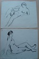 Henry Nielsen 
(1907-37):
Kvindelige 
croquis 
modeller.
Tusch/kridt/bly 
på papir.
Sign.: ...