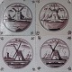 Four-star with 
Dutch tiles, 
with 
n'spinnekop 
corners, 1800 - 
1850. Decorated 
with double 
circle ...