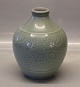 Royal Copenhagen Art Pottery 2902 RC Green Crackled Glazed Vase with Oak leaves 
in relief 18 cm SIGNED HHH