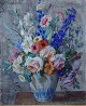 N.P. Bolt. Opstilling med blomster, pastel. 
Signeret N. P. Bolt. 1920/30´erne.