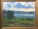 Herdis Gelardi 
(1916-91):
Landskab ved 
sø.
Olie på plade.
Sign.: Herdis 
...