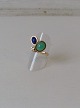 Ole Lynggaard 
vintage ring i 
14kt guld med 
brillant, lapis 
og chrysopras.
Stemplet OleL 
- ...