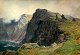 Engelsk 
kunstner (19. 
årh.): 
Klippekyst med 
fugle og 
lavthængende 
skyer. 
Skotland. 
Akvarel. ...