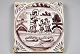 Hollandsk 
flise, mangan 
farvet, 1800 - 
1850. 
Dekoration med 
bibelsk motiv. 
13 x 13 cm. ...