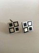 Georg Jensen Cufflinks No. 87 In Sterling Silver and Green Enamel