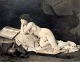 Tournier, 
Victor 1834 - 
1911) Frankrig: 
Den bodfærdige 
Maria 
Magdalene. 
Tusch på papir. 
...