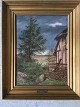 Maleri af Petra 
Frederikke Foss 
1896 - Hus med 
brændestabel.