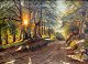 Jørgensen, 
Willer (1897 - 
1956) Denmark: 
A sun-hilly 
forest road. 
Oil on canvas. 
Signed: Willer 
...