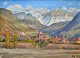 Danish artist 
(20th century): 
Scene from the 
Alps. Oil on 
canvas. Signed: 
Monogram JG 25. 
31 x ...