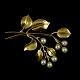 Chr. Rasmussen. 
Broche i 14k 
Guld med 
kulturperler.
Tegnet og 
udført hos Chr. 
Rasmussens Eftt 
- ...