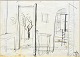 Ernst, Helge 
(1916 - 1991) 
Danmark. 
Atelier Sandy. 
Tegning. 
Dateret den 
10.4.1977. 26 x 
36 ...