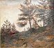 Hammer, Juliane 
(1861 - 1895) 
Danmark: Parti 
fra Norge - med 
måne. Olie på 
lærred. 
Betegnet på ...