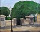 Jensen, Helge 
(1899 - 1986) 
Danmark. Parti 
fra en by med 
klassisk mur. 
Signeret: 
Monogram. Olie 
...