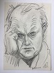 Svend Erik 
Jensen (født 
1919):
Portræt af 
Herre.
Bly på papir.
Betegnet - ...