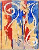 Gregersen, Hans 
(1951 - ) 
Danmark. Mellem 
Skylla og 
Charybdis.
 Alkyd på pap. 
Signeret: Hans 
...