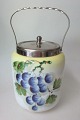 English bisquit 
bucket, approx. 
1900. In 
opaline glass 
with 
handpaintings 
of plums. With 
lid and ...