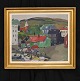 Ingálvur av Reyni, 1920-2005: Small Village, The Faroe Islands. Oil on canvas. 
Signed and dated 1944. Visible size: 53,5x63,5cm. With frame: 70x80cm