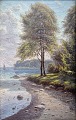 Ellertsen, Hans 
(20. årh.) 
Danmark.: Kyst 
scene. Olie på 
lærred. 
Signeret, 36 x 
24 ...