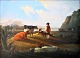 Ubekendt 
kunstner (19. 
årh.) Hyrder på 
en mark. Olie 
på metalplade. 
30 x 38 cm. ...