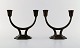 Just Andersen art deco pair of "disco" metal candlesticks, number 1372.