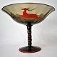 Glas opsats på 
fod, røgfarvet, 
art deco, 20. 
årh. Dekoreret 
med rødt/sort 
emalje maleri 
af ...