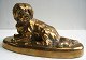 Bronzefigur des 
liegenden 
Hundes auf 
ovalem Fuß, 19. 
...