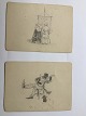 Tegninger år 
ca. 1900 - 
Familie ved 
Tivoli og 
spillende ...