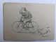 Tegning år ca. 
1900 - Mand på 
cykel og 
løbende hund - 
...