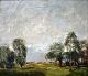 Unbekannter 
Künstler (20. 
Jh.) 
Landschaft.  Öl 
auf Leinwand. 
69 x 81 cm. 
Unterzeichnet.
Eingerahmt.