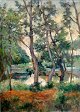 Dänischer 
Künstler (20. 
Jahrhundert): 
Ein Waldsee. Öl 
auf Leinwand. 
Signiert: 
Monogramm. 93 x 
66 ...