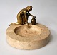 Art nouveau 
marble ashtray 
with gilded 
bronze figure, 
...