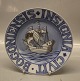 B&G Insgnia Civit Bogoniensis Town Plates with Coat of Arms of Bogense: Sail 
ship  Signed MDJ 24.2 cm Martha Dahl Jensen
