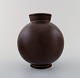 Aluminia, Copenhagen, art deco faience vase, brown glaze. Ca. 1940 s.
