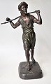 Patineret 
fransk zink 
figur af en 
orientalsk 
mand, 19. årh.