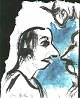 Jon Gislason 
(1955-): Tre 
personer i 
profil. 
Akvarel/tusch 
på papir. 
Sign.; Jon 
Gislason 98 ...
