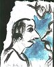 Jon Gislason 
(1955-): Tre 
personer i 
profil. 
Akvarel/tusch 
p&aring; papir. 
Sign.; Jon 
Gislason ...