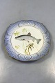 Royal 
Copenhagen Blå 
Fisketallerken 
med Guld No 
1212/3002. Med 
Salmo salar. 23 
cm.