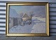 2 huse, dame 
med kost, 
vintervej, 
maleri
Maler Alfred 
Larsen
Mål: højde 
49cm. Bredde 
...