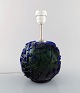 Kastrup / Holmegaard. Rare round table lamp in dark green and blue art glass. 
Modern design, 1960