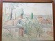A. Carstensen 
(20 årh):
Kystparti med 
by og både på 
vandet 1944.
Akvarel på 
papir.
Sign.: A. ...