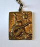 Hals smykke i bronze med havfrue, A. Wessel, 20. årh. Danmark. Stemplet. Med kæde. 4,8 x 4 cm. 